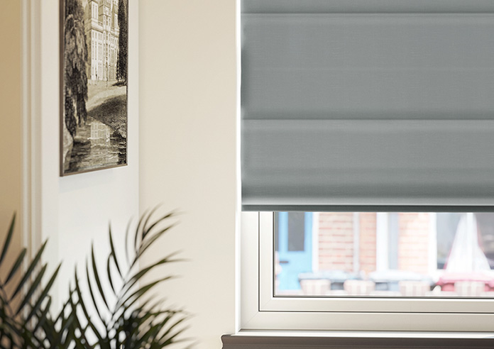Kyoto Faux Silk, Sea Grey - Motorised Roman Blind - Image 5